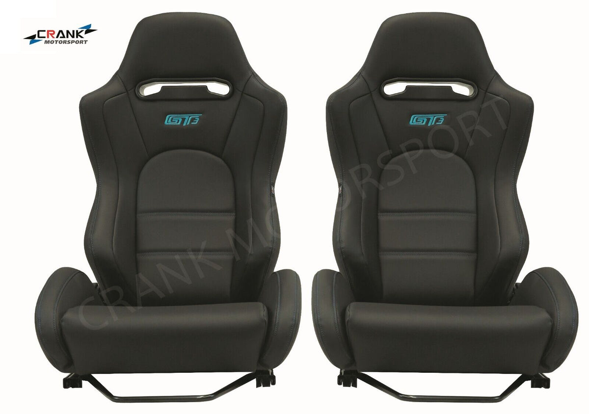 2x GT3 Ultra Hard-Wearing PVC Vinyl Racing Seats – Car Sport Seats – ADR Approved