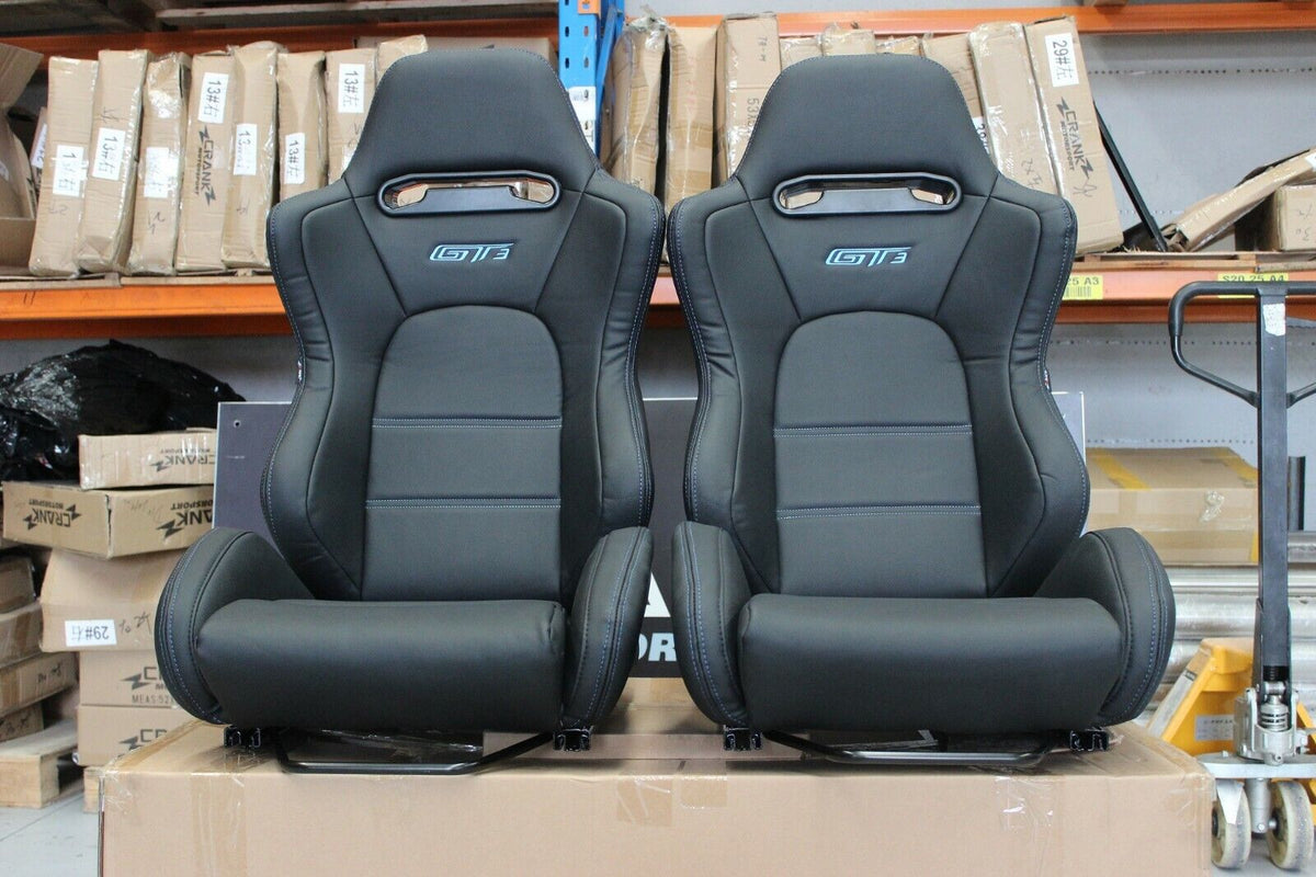 2x GT3 Ultra Hard-Wearing PVC Vinyl Racing Seats – Car Sport Seats – ADR Approved