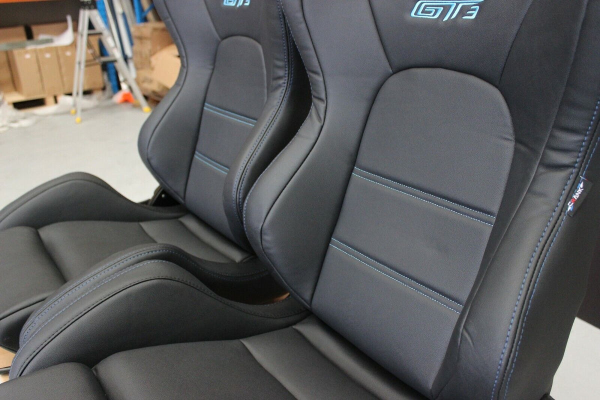 2x GT3 Ultra Hard-Wearing PVC Vinyl Racing Seats – Car Sport Seats – ADR Approved