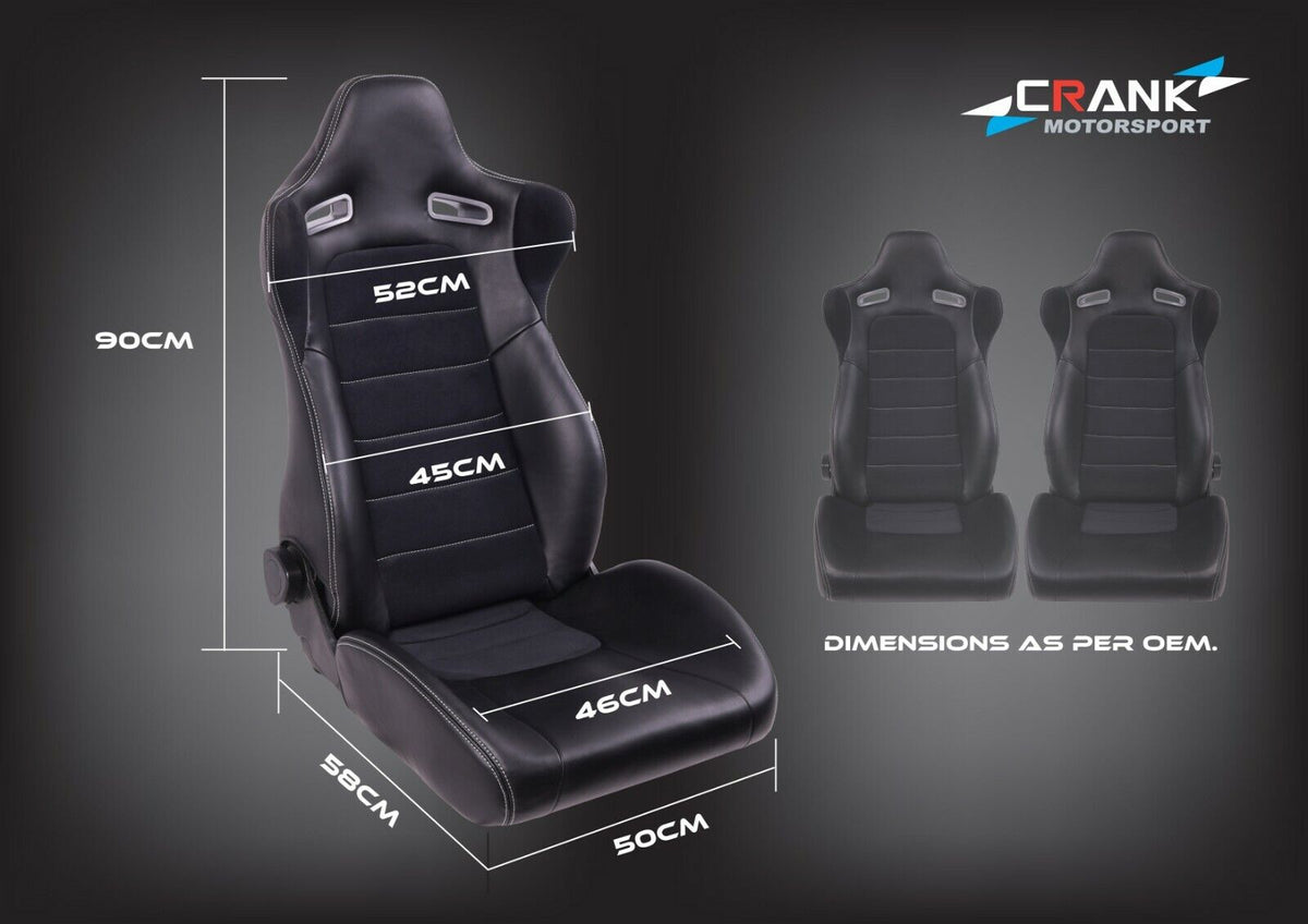 2x Crank Motorsport Nissan Skyline R34 GTR Mspec Leather Style Seats – ADR Approved