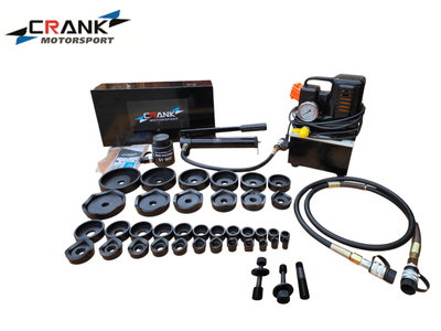 Crank Motorsport 36 Pcs Electric Hydraulic Hole Punch Kit – 16–114 mm Cut, 15T 240V Set