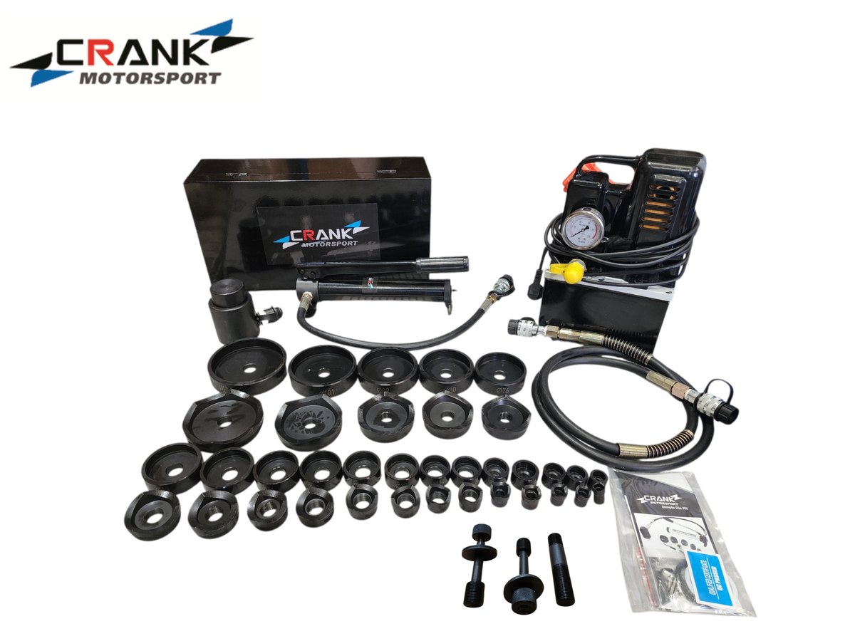 Crank Motorsport 36 Pcs Electric Hydraulic Hole Punch Kit – 16–114 mm Cut, 15T 240V Set