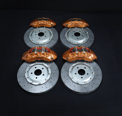 R35 GTR Brake Adapter Kit (V4) to Suit Skyline R32, R33, R34 – Cross Drilled Rotors