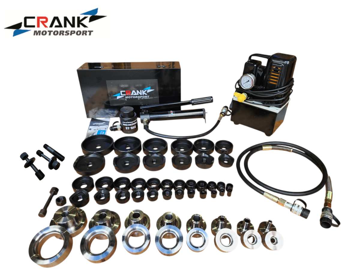 Crank Motorsport 52 Pcs Dimple Die + Electric Hydraulic Kit – 16–114 mm Cut, 1/2–2-1/2 in RADIUS
