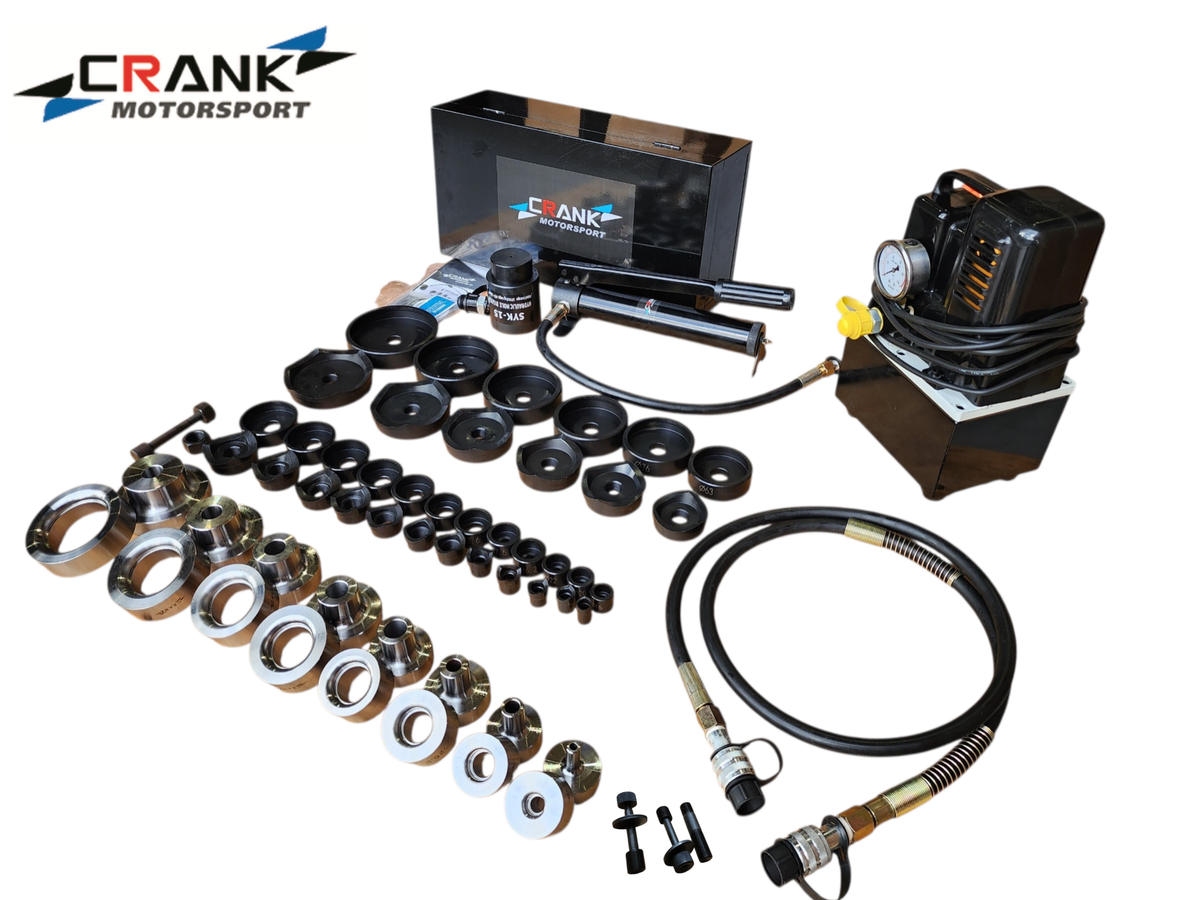 Crank Motorsport 52 Pcs Dimple Die + Electric Hydraulic Kit – 16–114 mm Cut, 1/2–2-1/2 in RADIUS