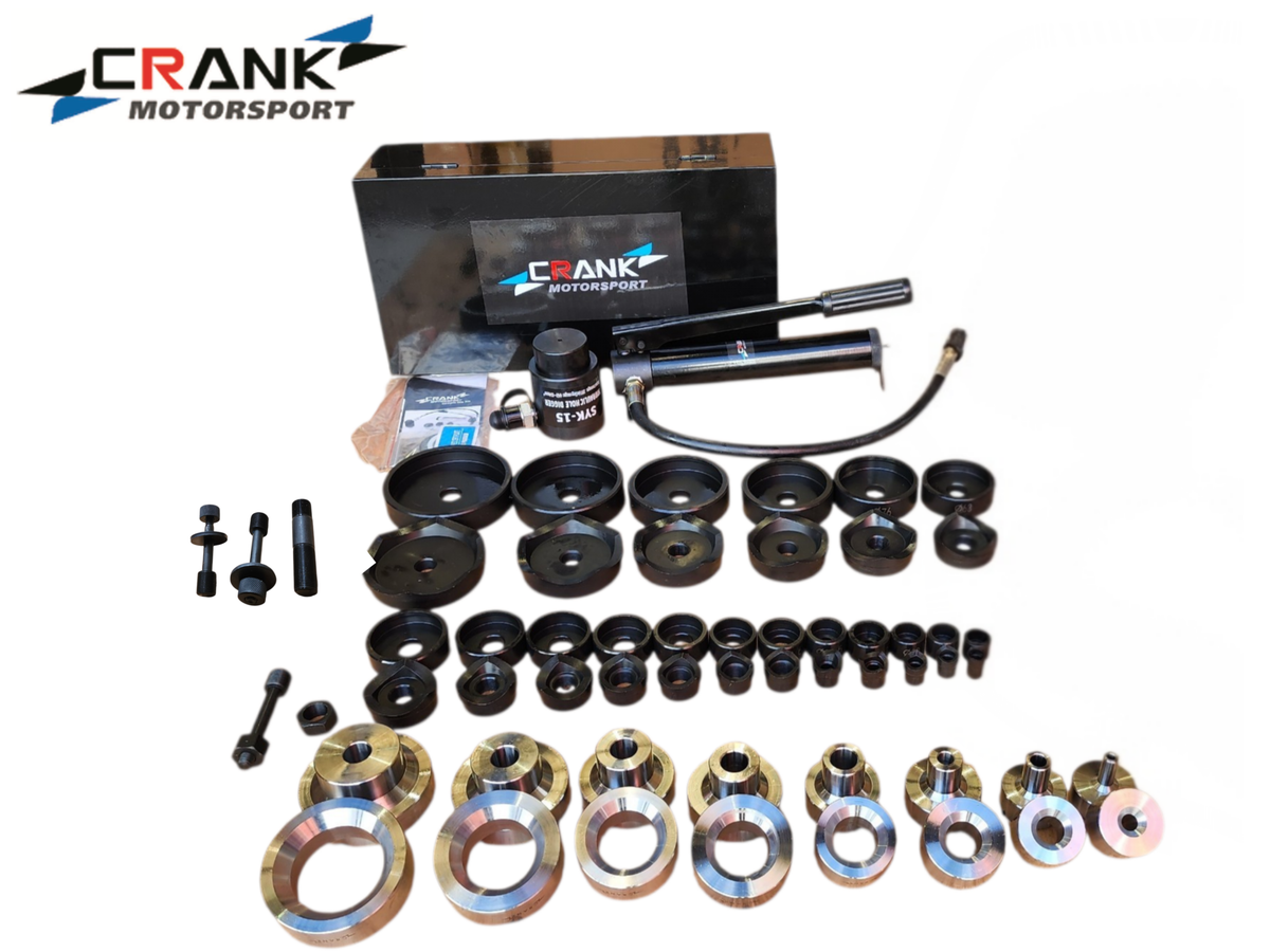 Crank Motorsport 52 Pcs Dimple Die Hydraulic Hole Punch Kit – 16–114 mm Cut, 1/2–2.5" TAPER Set