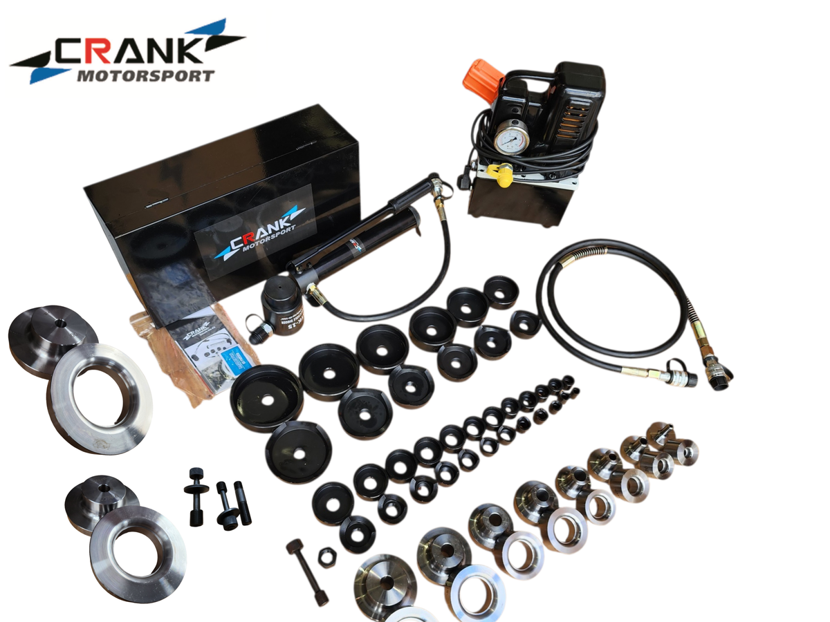 Crank Motorsport 56 Pcs Dimple Die + Electric Hydraulic Kit – 16–114 mm Cut, 1/2–2-1/2  in RADIUS