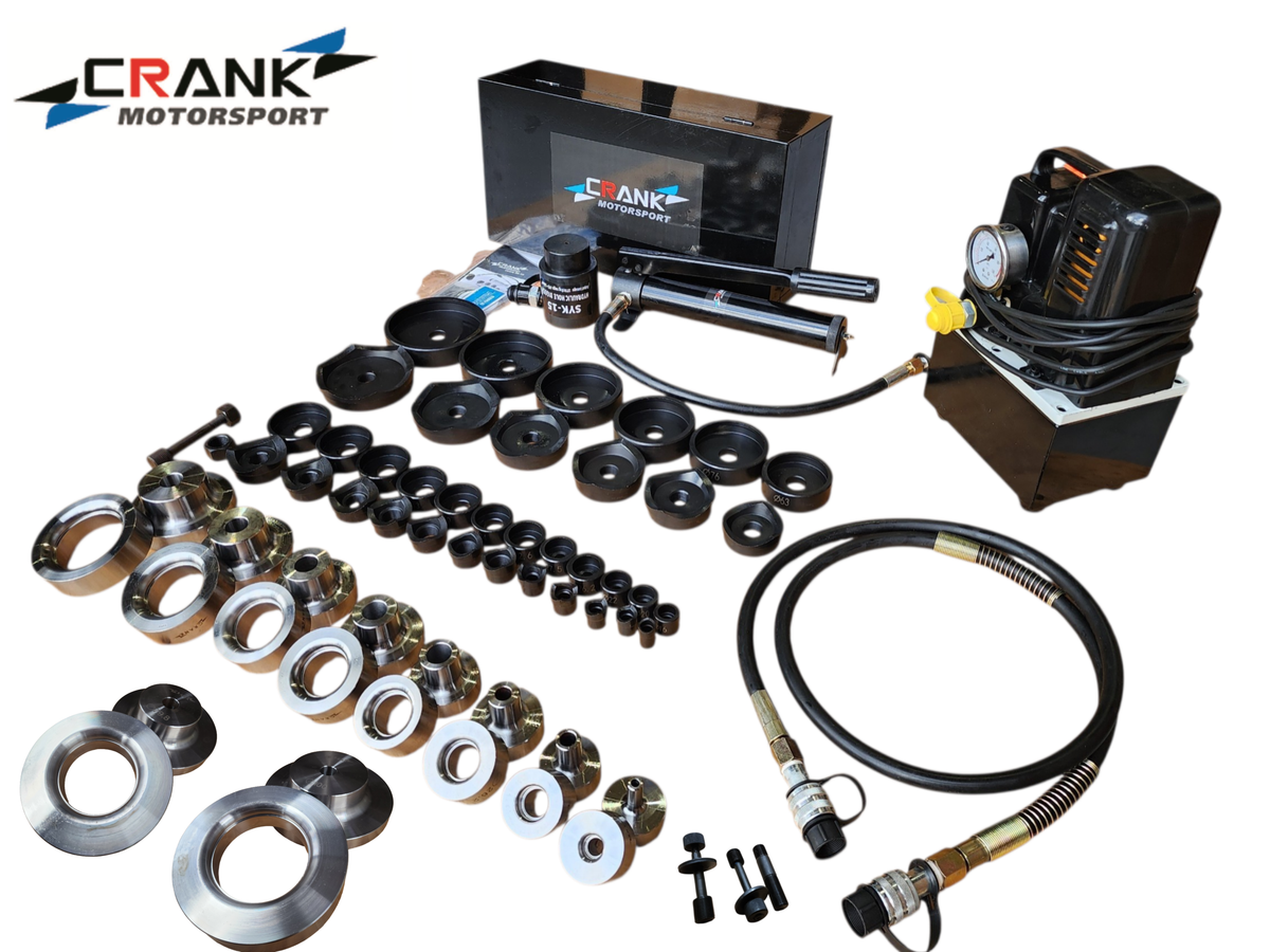 Crank Motorsport 56 Pcs Dimple Die + Electric Hydraulic Kit – 16–114 mm Cut, 1/2–2-1/2  in RADIUS
