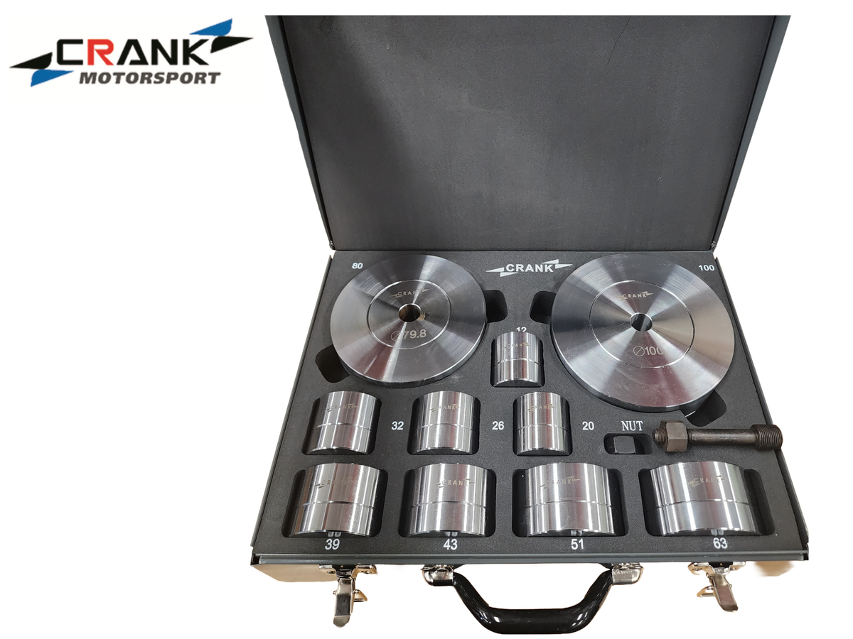 Crank Motorsport 20-Piece Hydraulic Metal Hole Punch Set – Premium Radius Dimple Dies Kit – Professional Sheet Metal Tool