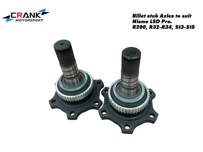 2200HP Rated R200 Billet Stub Axles – 30 Spline Equal Length (Nismo 1.5 & 2-Way LSD Compatible)