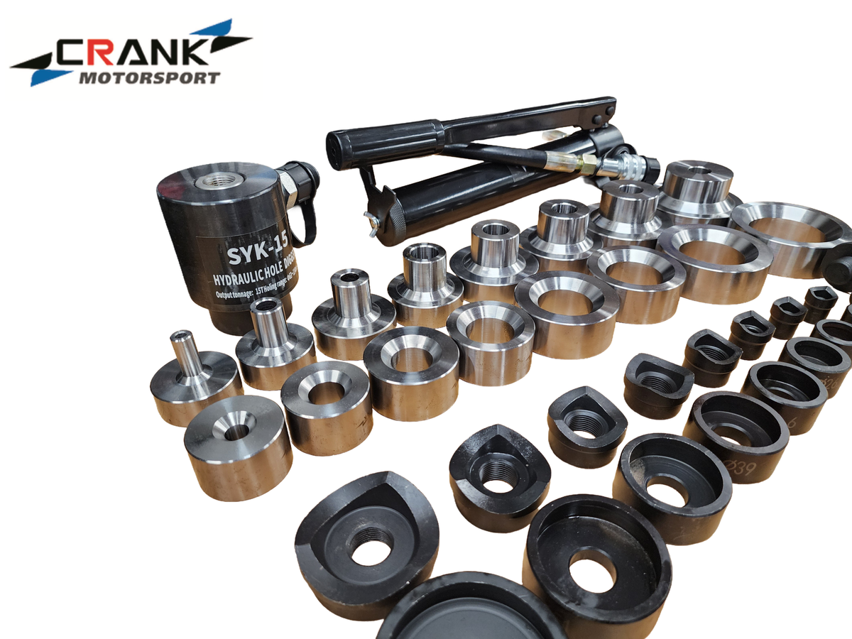 Crank Motorsport 36 Pcs Dimple Die Hole Punch Set – 16–63 mm Cut, 1/2–2.5 in TAPER Premium Kit